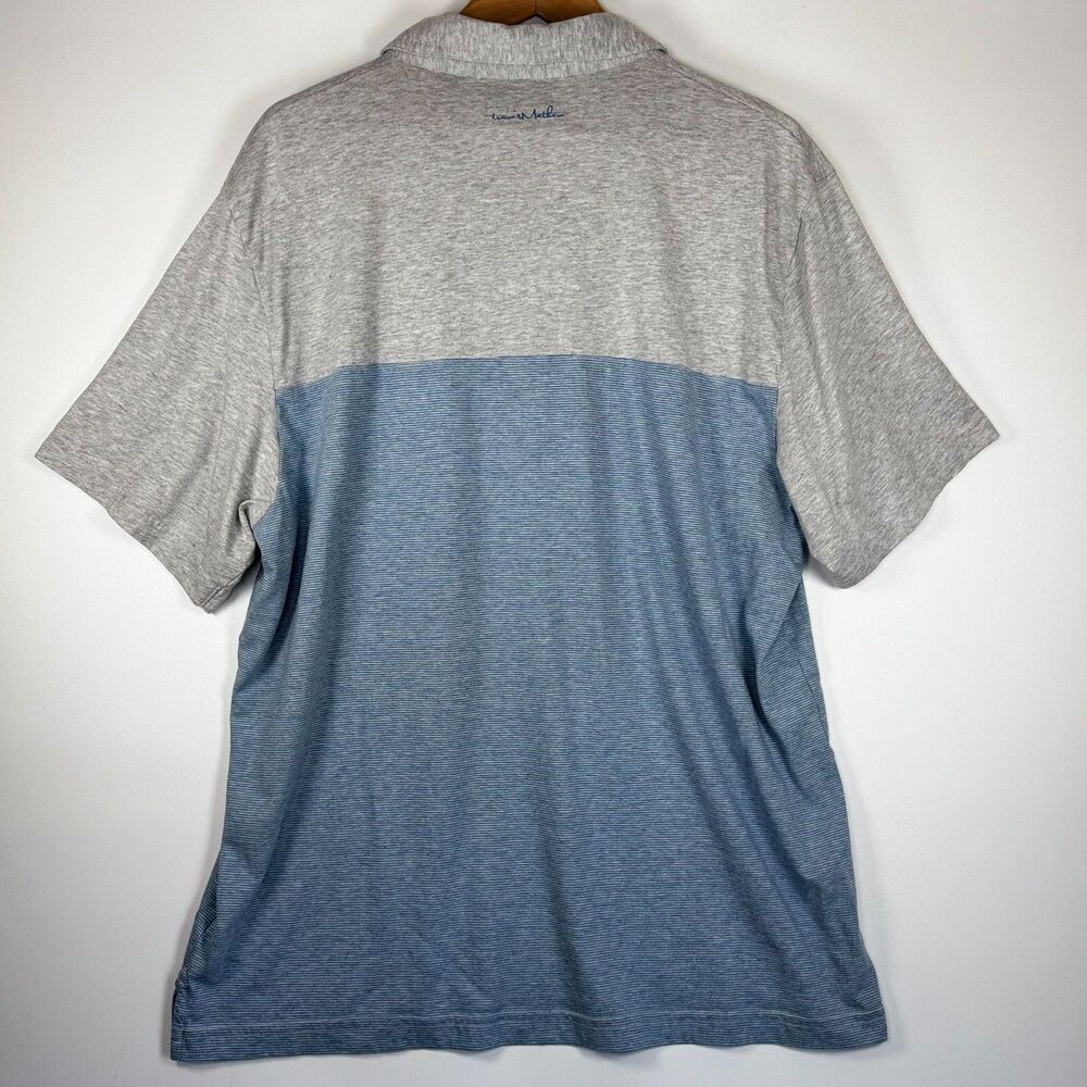 Travis Mathew Polo Shirt Mens XXL Gray Blue‎ Colorblock Stripe Golf Casual - Picture 5 of 13